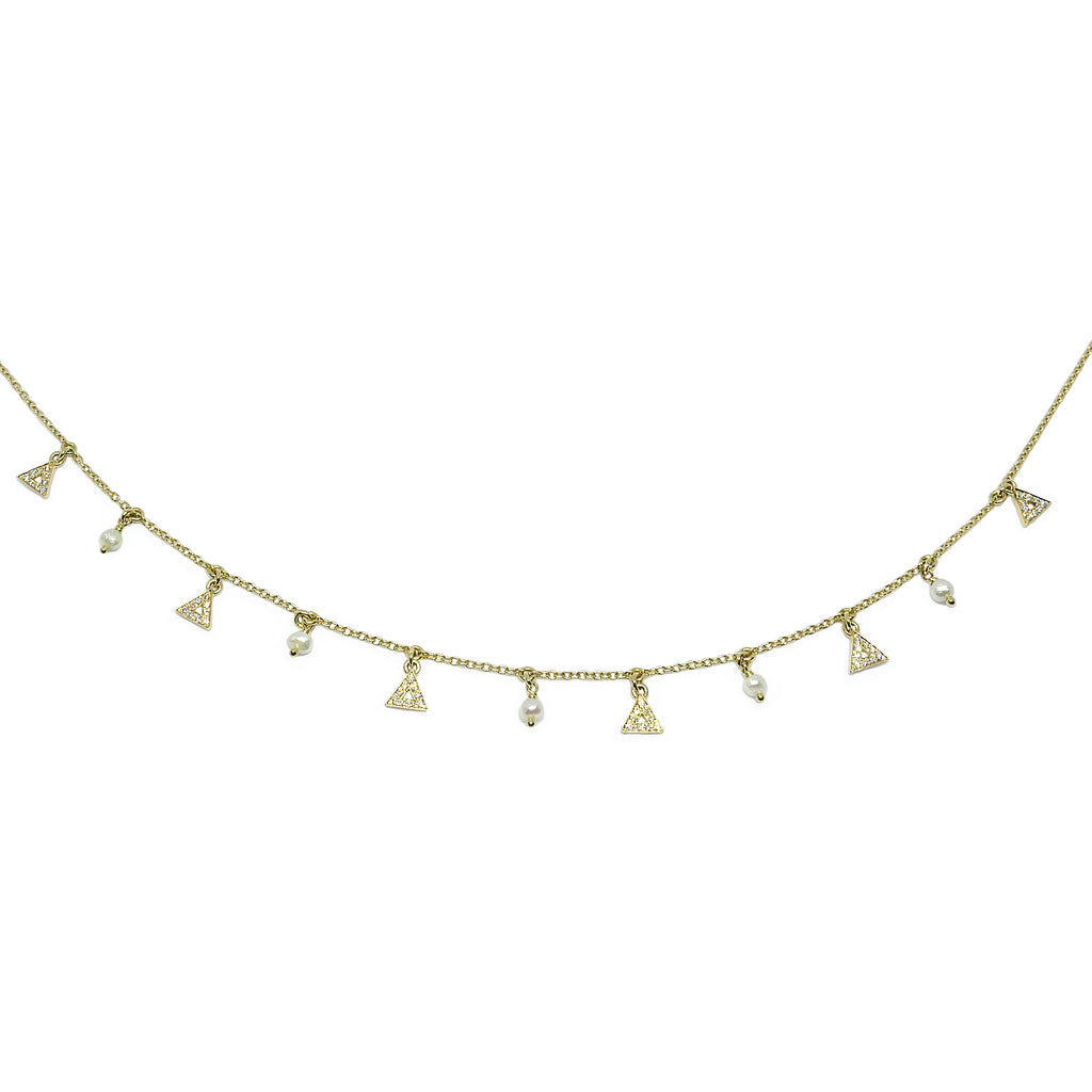 Boho Pin Pearl Charm Curb Chain Choker Necklace – ArtGalleryZen